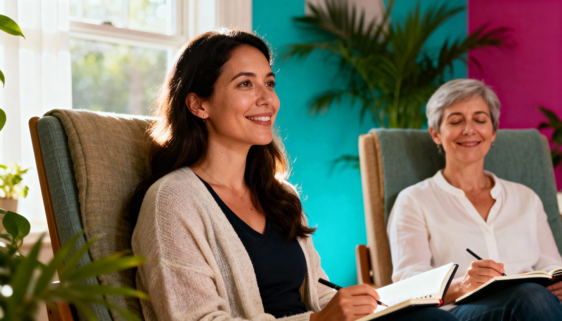 Spiritual Life coach guiding a client during a one-on-one mindfulness session.